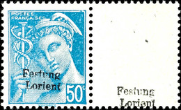 4187 50 Cent Freimarke Hellblau Mit Aufdruck "Festung Lorient" Und Rechts Anhängendem Ebenso überdrucktem Leerfeld, Tade - Sonstige & Ohne Zuordnung