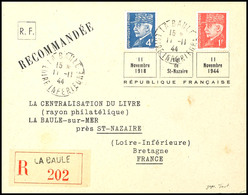 4207 1944, Frankreich Freimarken 4 Fr. Und 1 Fr. Pétain Auf R-Vordruckbrief Aus LA BAULLE 11.11.44  Mit Ankunftstempel,  - Sonstige & Ohne Zuordnung