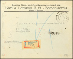 4487 Mischfrankatur Aus 2 Din. Mit 4 Din.(Paar) Auf Der Briefrückseite Eines Portogerechten Auslands-R-Briefes Nach Prag - 2. WK