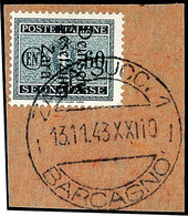 4547 60 C. Portomarke Schwarzblau Mit Aufdruck Auf Kabinett-Briefstück, Fotoattest Ludin BPP, 1200.-, Katalog: 8 BS - Sonstige & Ohne Zuordnung