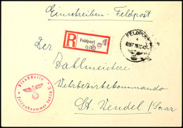 4795 1942, Feldpost-R-Brief Mit Norm-Stpl. "a 697 16.10.42" Und Feldpost-R-Zettel Mit K-Nr. 697 (= Feldpostamt 33, 10 Km - Other & Unclassified