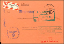 4796 1942, Feldpost-R-Brief Mit Norm-Stpl. "a 697 22.2.42" Und Feldpost-R-Zettel Mit K-Nr. 697 (= Feldpostamt 33) Sowie  - Other & Unclassified