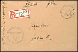 4806 1943, Feldpost-R-Brief Mit Norm-Stpl. "c 212 17.3.43" Und Feldpost-R-Zettel Mit K-Nr. 212 (= Feldpostamt 791 In Biz - Other & Unclassified