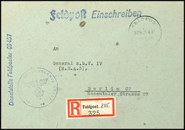 4809 1943, Feldpost-R-Brief Mit Norm-Stpl. "c 805 21.4.43" Und Feldpost-R-Zettel Mit K-Nr. 805 (= Feldpostamt 190 In Tun - Sonstige & Ohne Zuordnung