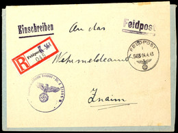 4811 1943, Feldpost-R-Brief Mit Norm-Stpl. "i 563 04.4.43" Und Feldpost-R-Zettel Mit K-Nr. 563 (= Gruppe Feldpost In Nea - Other & Unclassified