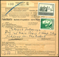 4833 Galizier In Der Wehrmacht, 1943, Frankierte Paketkarte Aus PRZEMYSI 16.9 An Einem Galizischen SS-Freiwilligen Bei D - Sonstige & Ohne Zuordnung