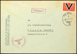 4875 Viktoria-Vignette Schwarz/weiß Auf Rotem Grund, Zwei Feldpostbriefe Mit "FELDPOST 16.12.41" Bzw. "25.6.42" Mit Dien - Sonstige & Ohne Zuordnung