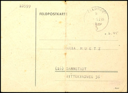 4876 Rhodos, Funkmitteilungskarte Eines Angehörigen Der Pionier-Kompanie 999 (FP-Nr. 68074) Mit "FELDPOST B 1.2.45" Nach - Sonstige & Ohne Zuordnung