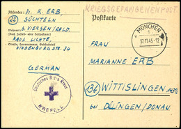 4909 1945, Portofreie KGF-Karte "München 17.11.45" Nach Dillingen, Der Absender Jedoch Aus "Süchteln Bei Viersen" Und Di - Sonstige & Ohne Zuordnung