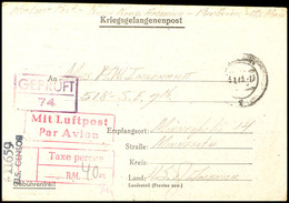 4921 1944, Kriegsgefangenenbrief Eines US-Soldaten Aus Dem Deutschen Stalag Luft III Nach Minneapolis / USA Mit Verrechn - Sonstige & Ohne Zuordnung