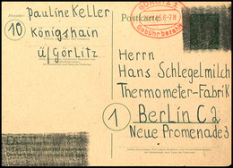 5054 Ganzsachenkarte 5 Pfg Hitler Mit Schwärzung Und Rotem K2 "GÖRLITZ / GEBÜHR BEZAHLT 24.11.45" Nach Berlin, Seltene B - Görlitz