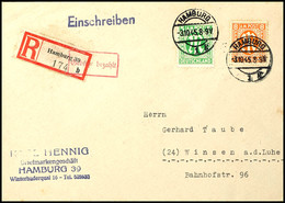 5108 Hamburg 39, 30 Pfg Einschreibezettel Mit Gebührenfunktion Und übergehender Roter Ra "Gebühr Bezahlt" Sowie 5 Und 8  - Sonstige & Ohne Zuordnung