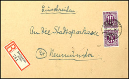 5127 Beringstedt (Holst.), 30 Pfg Einschreibezettel Mit Gebührenfunktion Sowie Senkrechtes Paar 12 Pfg AM-Post Auf R-Bri - Kiel