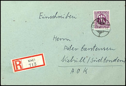 5154 Kiel 5, Einschreibezettel Mit Gebührenfunktion Sowie 12 Pfg AM-Post Auf R-Brief Von KIEL 22.9.45 Nach Niebüll Mit A - Kiel