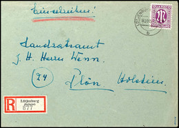 5163 Lütjenburg (Ostholst), 30 Pfg Einschreibezettel Mit Gebührenfunktion Sowie 12 Pfg AM-Post Auf R-Brief Von LÜTJENBUR - Kiel
