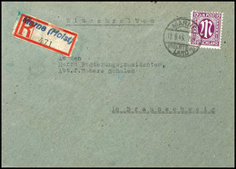 5166 Marne (Holst), 30 Pfg Einschreibezettel Mit Gebührenfunktion Sowie 12 Pfg AM-Post Auf R-Brief Nach Braunschweig Mit - Kiel