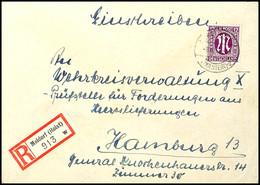 5167 Meldorf (Holst), 30 Pfg Einschreibezettel Mit Gebührenfunktion Sowie 12 Pfg AM-Post Auf R-Brief Von MELDORF (HOLSTE - Kiel