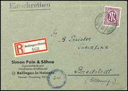 5174 Rellingen (Holst), 30 Pfg Einschreibezettel Mit Gebührenfunktion Sowie 12 Pfg AM-Post Auf R-Brief Von RELLINGEN (HO - Kiel