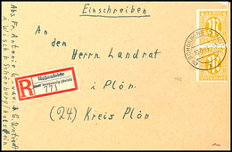 5177 Schönberg (Holst), 30 Pfg Einschreibezettel Von Hohenfelde über Schönberg (Holst), "Hohenfelde über" Gestrichen, Mi - Kiel