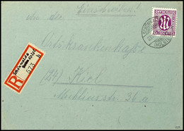 5178 Schönwalde Holst., 30 Pfg Einschreibezettel Von Eutin, Handschriftlich Geändert In "Schönwalde Holst" Mit Gebührenf - Kiel
