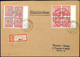 5247 Viererblockpaar "Stadt Roßwein" A. Portogerechtem R.-Brief Nach Taucha, Tadellos, Katalog: 1/2 BF - Sonstige & Ohne Zuordnung