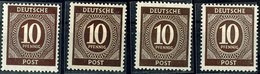 5310 10 Pfg Ziffern, Alle Vier Farben A, B, C Und D, Tadellos Postfrisch, B - D Farbgeprüft Arge, Mi. 138,30, Katalog: 9 - Sonstige & Ohne Zuordnung