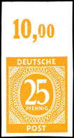 5323 25 Pfg Ziffern, Dunkelgelborange, Abart "ungezähnt", Oberrandstück, Tadellos Postfrisch, Mi. 250.-+, Katalog: 927U  - Sonstige & Ohne Zuordnung