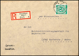 5326 42 Pfg. Ziffer Als Portogerechte Einzelfrankatur Auf R-Brief Aus FRANKFURT 28.2.46 Nach Karlsruhe Mit Ankunftsstemp - Sonstige & Ohne Zuordnung