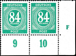 5336 84 Pfg Ziffern, Eckrandstück Unten Rechts Mit Druckereizeichen "F", Tadellos Postfrisch, Mi. 250.-, Katalog: 936DZ( - Sonstige & Ohne Zuordnung