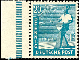 5349 20 Pfg Arbeiter Grünlichblau Mit Linkem Bogenrand, Tadellos Postfrisch, Unsigniert, Fotobefund ArGe Bernhöft (2013) - Sonstige & Ohne Zuordnung