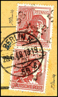 5709 BERLIN 58, 60 Pf. Hell 2mal A. Paketkartenabschnitt, ARGE: 16a, Tadellos, Gepr. Ballschmidt BPP, Katalog: 179I BS - Sonstige & Ohne Zuordnung