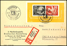 5883 DEBRIA - Block Auf Einschreibe-Brief Mit Sonderstempel "Rostock / 2. Mecklenburgische Briefmarkenausstellung - 23.- - Sonstige & Ohne Zuordnung