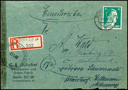 6029 Überroller: 1945, 42 Pfg. Hitler Auf R-Brief Aus BERLIN SO16 Mit Blanko-R-Zettel Mit L1 "Berlin SO + Hds. 16" Nach  - Sonstige & Ohne Zuordnung