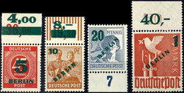 6087 5 Pfg Bis 1 Mark Grünaufdruck, 1 Mark Als Plattenoberrandstück Dgz, Tadellos Postfrischer Satz, Unsigniert, Fotobef - Sonstige & Ohne Zuordnung