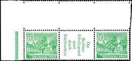 6172 10+R3+10 Pf., Berliner Bauten 1952, Waager. Zusammendruck Mit Anhängendem Zwischensteg Und Linkem Bogenrand, Postfr - Other & Unclassified