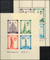 6195 Blockausgabe  "Wiederaufbau Der Stadt Freiburg", Gezähnt Mit Abart I (Sirene) Und Bl. 1 B IV Mit Abart "Farbpunkt", - Other & Unclassified