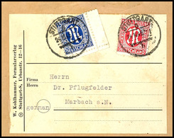 6232 25 Pfg. Und 15 Pfg. Amerik. Druck Je Mit Stempel  STUTTGART 24.10.45 Als Portogerechte Frankatur Auf Kleinformatige - Other & Unclassified