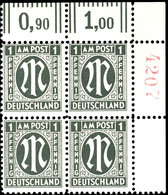 6253 1 Pfg AM-Post, Deutscher Druck, Eckrand-4er-Block Mit Roter Bogenrandzählnummer "4207", Tadellos Postfrisch, Unsign - Sonstige & Ohne Zuordnung