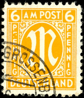 6263 6 Pfg AM-Post, Deutscher Druck, Mit Plattenfehler XIV, Tadellos Rundgestempelt, Ausgabetypisch Gezähnt, Fotobefund  - Other & Unclassified