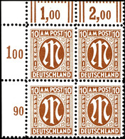 6272 10 Pfg AM-Post, Deutscher Druck, Zähnung D Eckrand-4er-Block, Tadellos Postfrisch, Unsigniert, Sehr Seltene Und Dek - Sonstige & Ohne Zuordnung