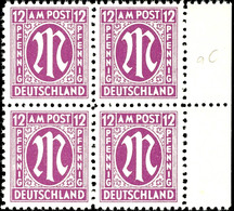 6273 12 Pfg AM-Post, Deutscher Druck, Zähnung C Rand-4er-Block, Tadellos Postfrisch, Unsigniert, Mi. 400.-, Katalog: 23C - Sonstige & Ohne Zuordnung