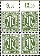 6277 30 Pfg AM-Post, Deutscher Druck, Oberrand-4er-Block Oben Ungezähnt, Tadellos Postfrisch, Unsigniert, Dekorative Ein - Sonstige & Ohne Zuordnung