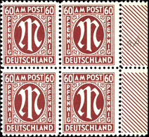 6284 6 Pfg AM-Post, Deutscher Druck, Dunkelkarminbraun In Zähnung A, Rand-4er-Block, Tadellos Postfrisch, Unsigniert, Mi - Other & Unclassified