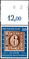 6457 10 Pfg - 30 Pfg 100 Jahre Briefmarken, Mit 3 Werten Kompletter Satz Vom Bogen-Oberrand, Tadellos Postfrisch, Ungefa - Sonstige & Ohne Zuordnung