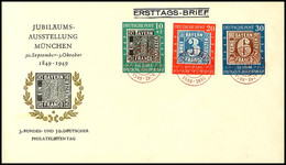 6463 10 Pfg Bis 30 Pfg 100 Jahre Deutsche Briefmarke Auf Schmuck-FDC Mit Rotem ESST, Dabei 10 Pfg. Mit Plattenfehler V " - Sonstige & Ohne Zuordnung