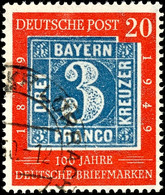 6466 20 Pfg 100 Jahre Briefmarken Mit Plattenfehler II, Tadellos Rundgestempelt, Tiefst Gepr. A. Schlegel BPP, Mi. 180.- - Sonstige & Ohne Zuordnung