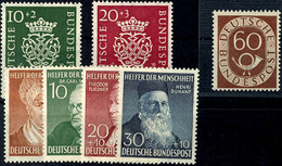 6483 10 Pfg Und 20 Pfg Bach, 60 Pfg Posthorn Und 4 Pfg - 30 Pfg Helfer Der Menschheit 1952 Tadellos Postfrisch, Mi. 400, - Sonstige & Ohne Zuordnung