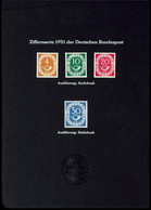 6497 Ankündigungskarton Mit 4 Pfg, 10 Pfg, 20 Pfg Und 30 Pfg Posthorn Auf Schwarzem Papier Mit Trockensiegel Der Bundesd - Sonstige & Ohne Zuordnung