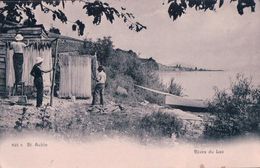 St Aubin, Rives Du Lac, Pêcheurs Préparant Leurs Filets (6.10.1913) - Saint-Aubin/Sauges