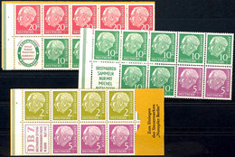 6636 2 Bis 20 Pf., Heuss 1955, 3 Heftchenblätter Mit Reklamen, Postfrisch, Nr. 3 Und 5 Mit Anhängender Deckelrückseite,  - Sonstige & Ohne Zuordnung